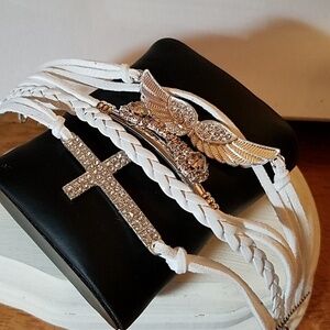 Multi Layer Vegan Leather Bracelet 7"